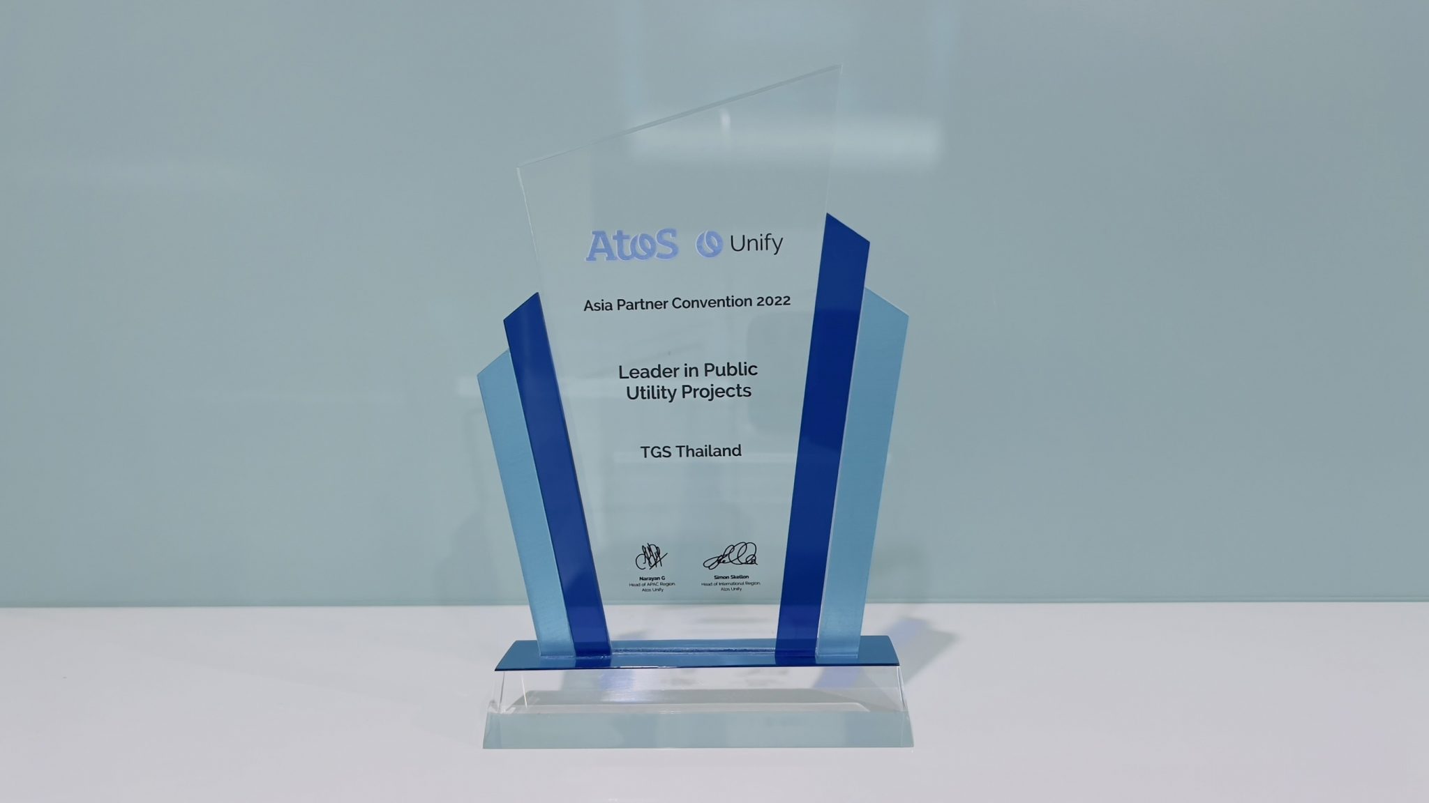 TGS Thailand Awarded as Leader in Public Utility Projects on Atos Unify Asia Partner Convention 2022